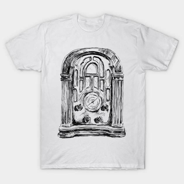 Vintage Radio Print T-Shirt by rachelsfinelines